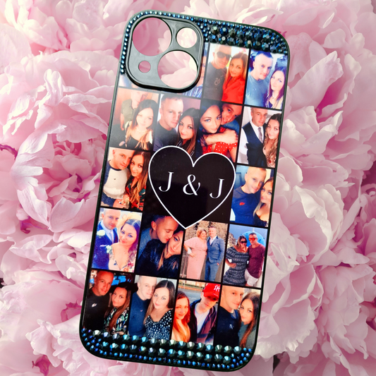 Couple Heart Collage Phone Case With Initials