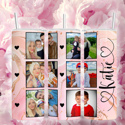 Personalised Pink Marble Photo 20oz Tumbler