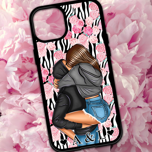 Custom Couple Zebra Floral Print Phone Case