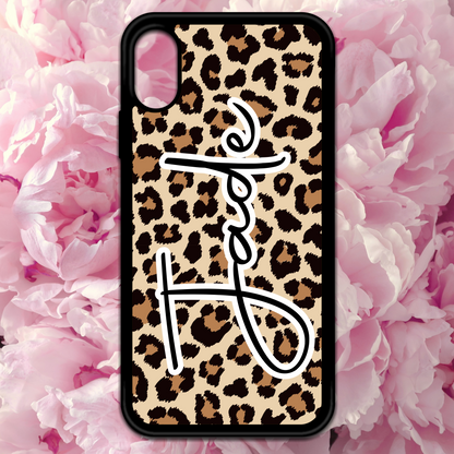 Leopard Print Name Phone Case