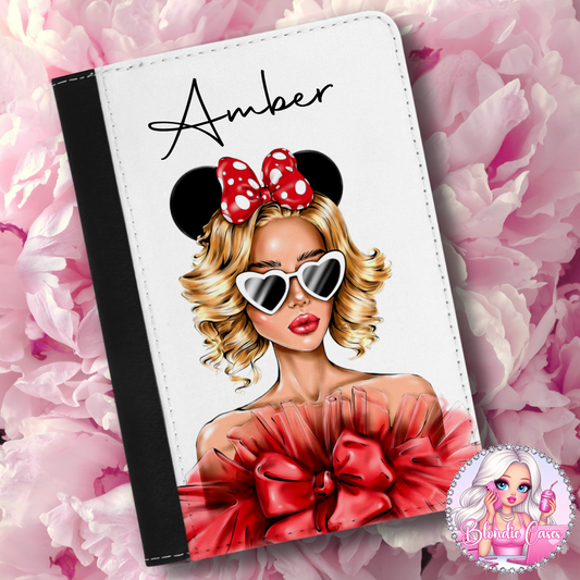 Glam Girl With Mouse Ears Personalised Passport Cover