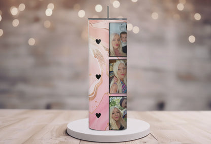 Personalised Pink Marble Photo 20oz Tumbler